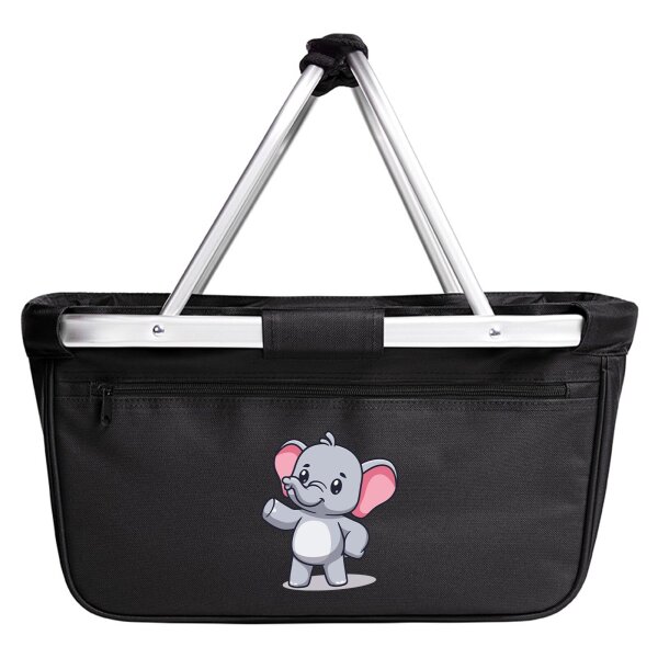 Einkaufskorb faltbar Elefant Comic 20 Liter Black