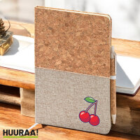 Notizbuch A5 Kirsche Comic 80 Blatt inkl. Kugelschreiber