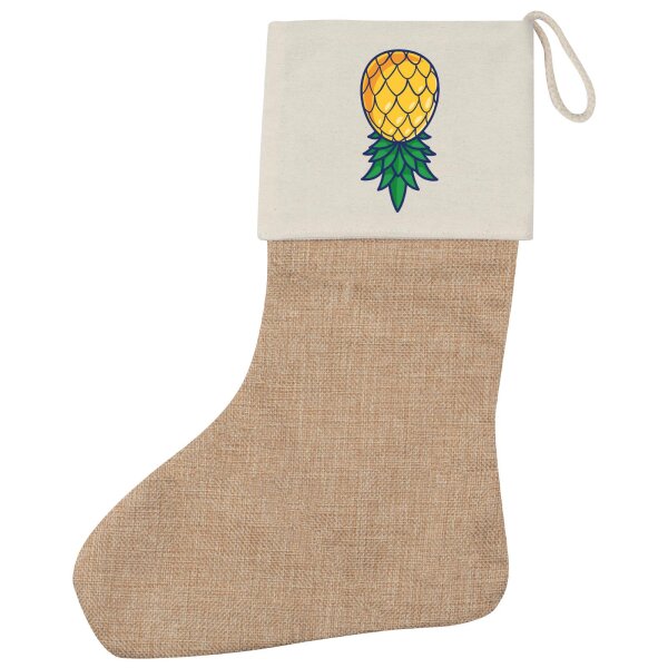 Weihnachtsstrumpf Ananas Comic Beige Jute