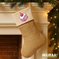 Weihnachtsstrumpf Kuchen Torte Beige Jute