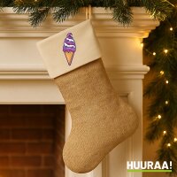 Weihnachtsstrumpf Eiscreme Comic Beige Jute