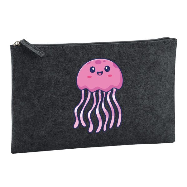 Kulturbeutel Qualle Comic 1 Liter Charcoal