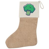 Weihnachtsstrumpf Brokkoli Comic Beige Jute