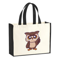 Jutetasche Eule Comic 21 Liter Black