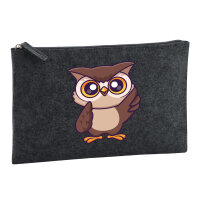 Kulturbeutel Eule Comic 1 Liter Charcoal