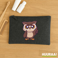 Kulturbeutel Eule Comic 1 Liter Charcoal