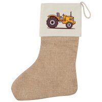 Weihnachtsstrumpf Traktor Trecker Beige Jute