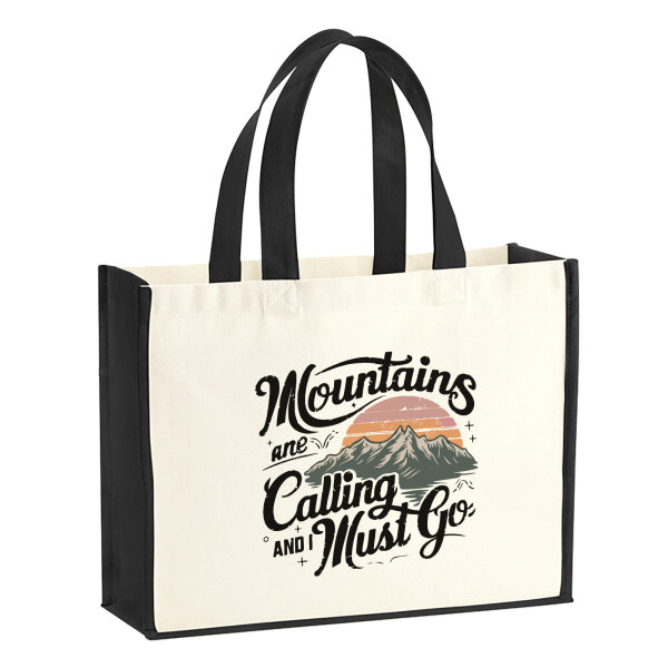 Jutetasche Mountains are calling and i must go 21 Liter Black