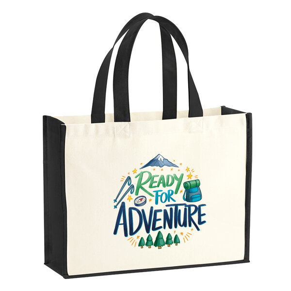 Jutetasche Ready for Adventure Berge 21 Liter Black