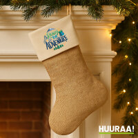 Weihnachtsstrumpf Ready for Adventure Berge Beige Jute