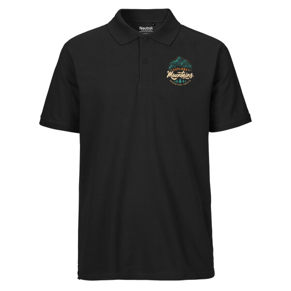 Herren Polo Shirt Explore Mountains Adventure Awaits