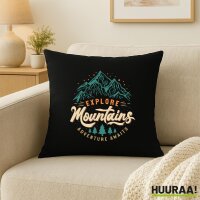 Kissen Explore Mountains Adventure Awaits 40x40cm