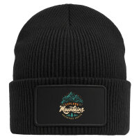 Beanie mit Patch Explore Mountains Adventure Awaits Black