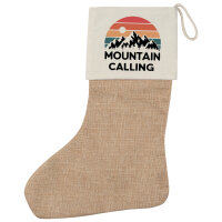 Weihnachtsstrumpf Mountain Calling Berge Beige Jute