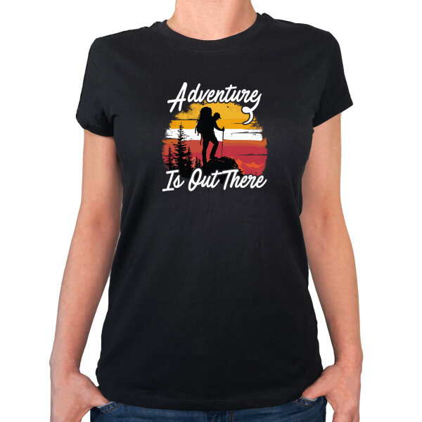 Damen T-Shirt Adventure is out there Backpacking