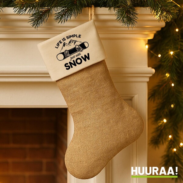 Weihnachtsstrumpf Snowboard Just add snow Beige Jute