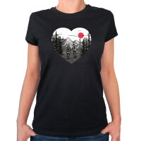 Damen T-Shirt Paar wandert Herz