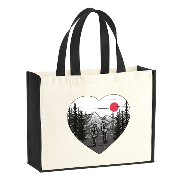 Jutetasche Paar wandert Herz 21 Liter Black
