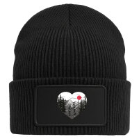 Beanie mit Patch Paar wandert Herz Black