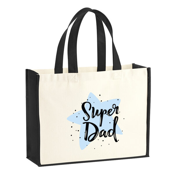 Jutetasche Super Dad Bester Papa 21 Liter Black