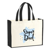 Jutetasche Super Dad Bester Papa 21 Liter Black