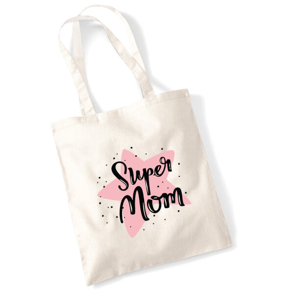Jutebeutel Super Mom Beste Mama 10 Liter