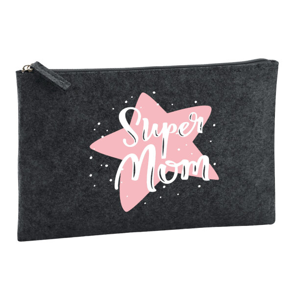 Kulturbeutel Super Mom Beste Mama 1 Liter Charcoal