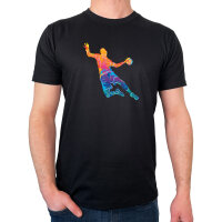 Herren T-Shirt bunte Handball Silhouette