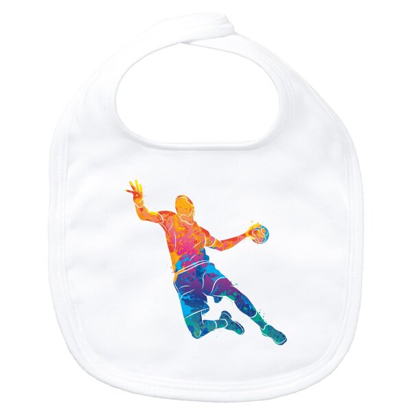 Baby Lätzchen bunte Handball Silhouette