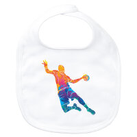 Baby Lätzchen bunte Handball Silhouette Klettverschluss