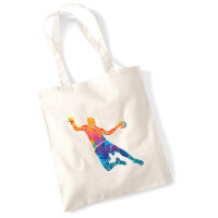 Jutebeutel bunte Handball Silhouette 10 Liter