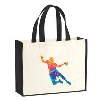 Jutetasche bunte Handball Silhouette 21 Liter Black