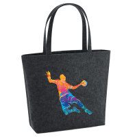 Filz Shopper bunte Handball Silhouette 22 Liter