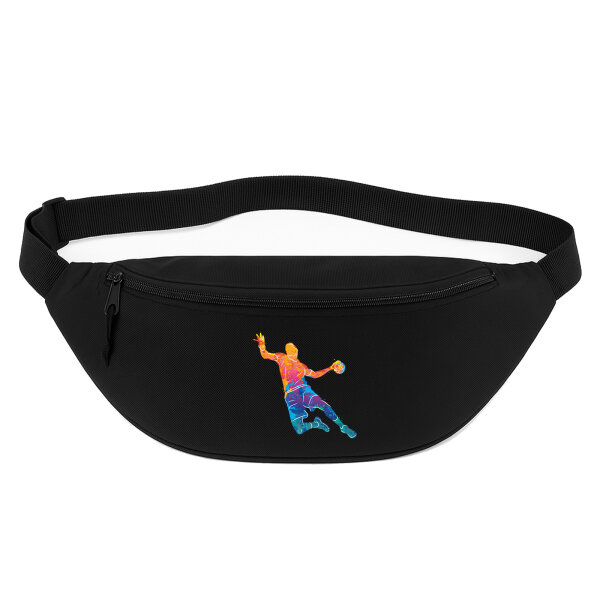 Bauchtasche bunte Handball Silhouette 2,5 Liter Black