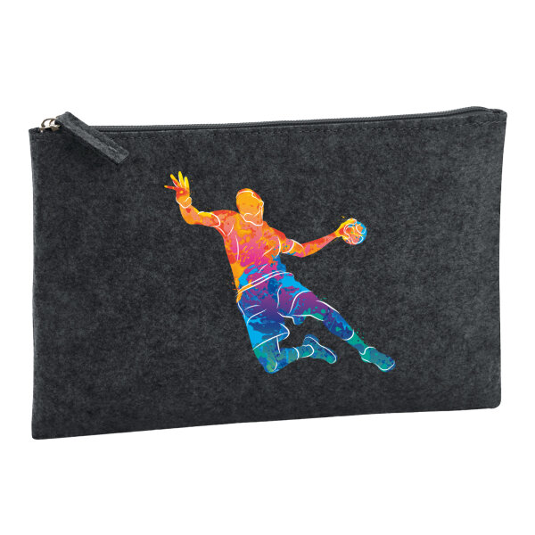 Kulturbeutel bunte Handball Silhouette 1 Liter Charcoal