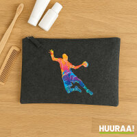 Kulturbeutel bunte Handball Silhouette 1 Liter Charcoal