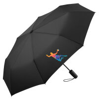 Regenschirm bunte Handball Silhouette 98cm Schwarz