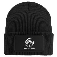 Beanie mit Patch Volleyball Schriftzug Black