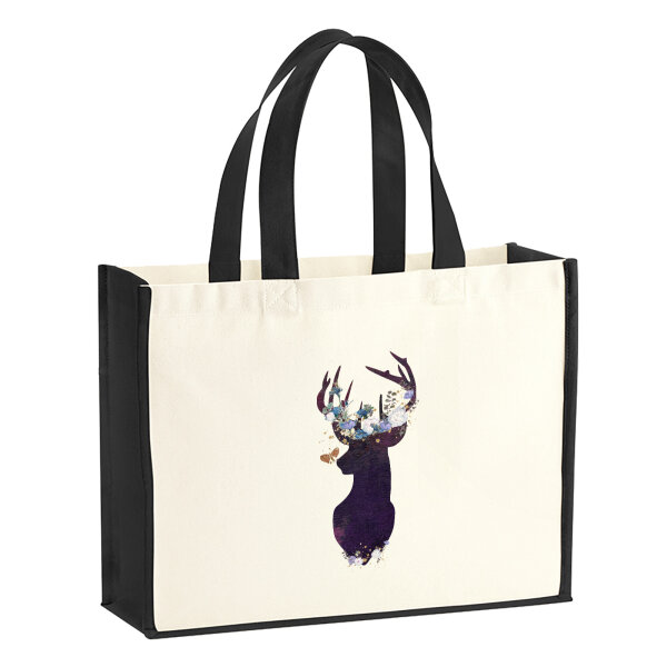 Jutetasche Hirsch Silhouette 21 Liter Black