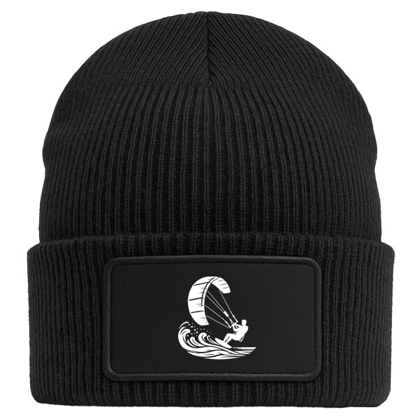 Beanie mit Patch Kitesurfen Silhouette Black