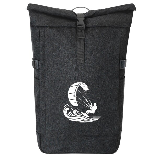 Kurierrucksack Kitesurfen Silhouette 30-44 Liter Black Melange