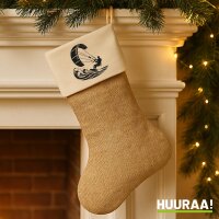 Weihnachtsstrumpf Kitesurfen Silhouette Beige Jute