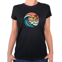 Damen T-Shirt Beach Strand Welle