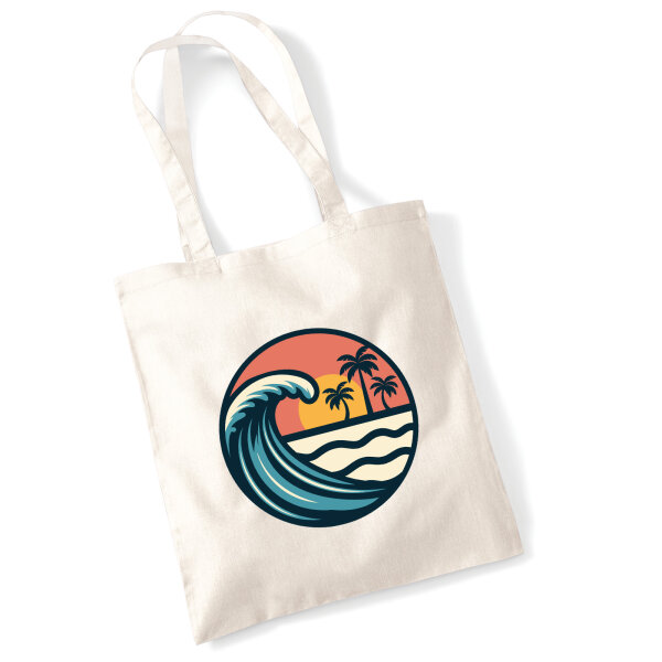 Jutebeutel Beach Strand Welle 10 Liter