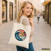Jutebeutel Beach Strand Welle 10 Liter