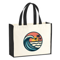 Jutetasche Beach Strand Welle 21 Liter Black