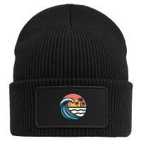 Beanie mit Patch Beach Strand Welle Black