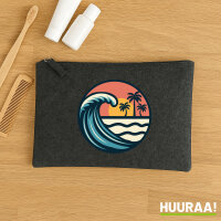 Kulturbeutel Beach Strand Welle 1 Liter Charcoal