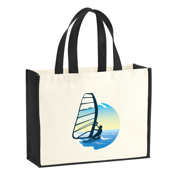 Jutetasche Windsurfer Surfen 21 Liter Black