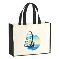 Jutetasche Windsurfer Surfen 21 Liter Black